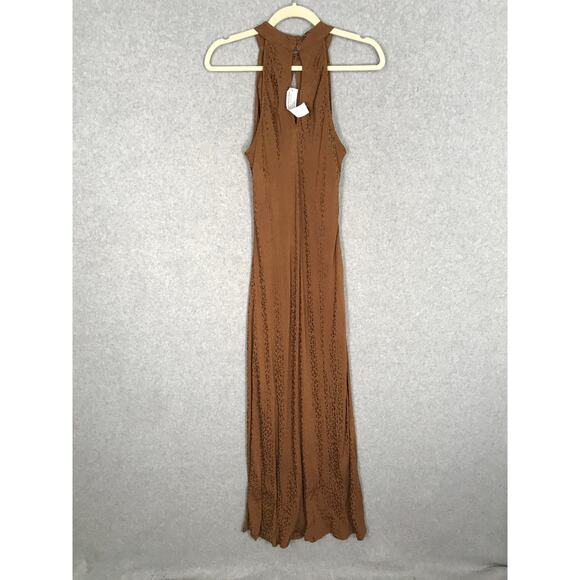 Young Fabulous Broke Dress Medium Brown Satin Slip Leopard Satin Stretch Halter - Picture 5 of 10
